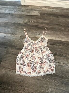 Marilyn Monroe Floral Lace Trim Pink and White Cami Top